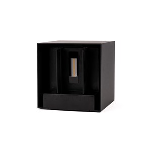 Oprawa ścienna solarna/USB V-TAC 9W LED COB czarna kostka 15x15cm IP65 czujnik ruchu VT-409CCT 3000K-4000K-5000K 800lm