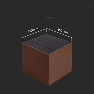 Oprawa ścienna solarna/USB V-TAC 9W LED COB brąz corten kostka 15x15cm IP65 czujnik ruchu VT-409CCT 3000K-4000K-5000K 800lm