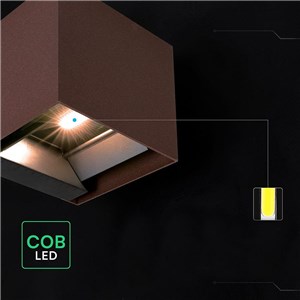 Oprawa ścienna solarna/USB V-TAC 9W LED COB brąz corten kostka 15x15cm IP65 czujnik ruchu VT-409CCT 3000K-4000K-5000K 800lm