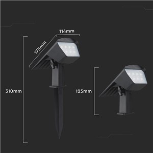 Oprawa ogrodowa 2w1 wbijana ścienna LED V-TAC solarna 1.3W IP65 VT-10183 3000K-4000K-6500K 100lm 3 Lata gwarancji