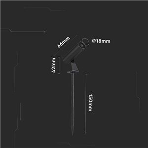 Oprawa gruntowa ogrodowa wbijana aluminiowa V-TAC 2W LED IP65 czarna okrągła VT-10182 3000K 60lm 3 lata gwarancji