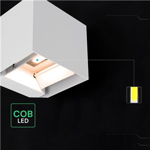 Oprawa ścienna solarna/USB V-TAC 9W LED COB biała kostka 15x15cm IP65 czujnik ruchu VT-409CCT 3000K-4000K-5000K 800lm