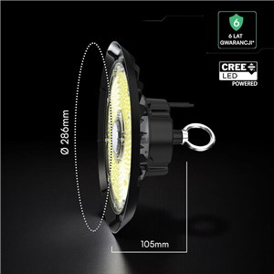 Oprawa V-TAC LED UFO high bay CREE CHIP IP65 ALU 135Lm/W 150W VT-91152 6500K 20200lm 6 lat gwarancji