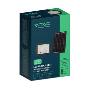Projektor LED solarny V-TAC 50W CCT pilot auto timer IP65 czarny VT-54W 700lm 3 lata gwarancji