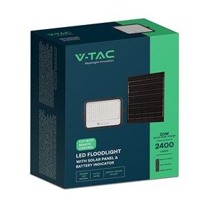 Projektor LED solarny V-TAC 300W CCT pilot auto timer IP65 czarny VT-304W 2400lm 3 lata gwarancji