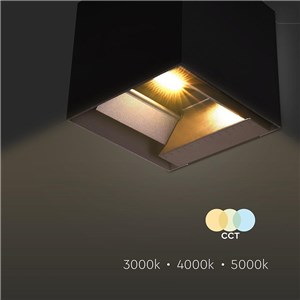 Oprawa ścienna solarna V-TAC 9W LED COB antracyt kostka 15x15cm IP65 czujnik ruchu VT-409CCT 3000K-4000K-5000K 800lm