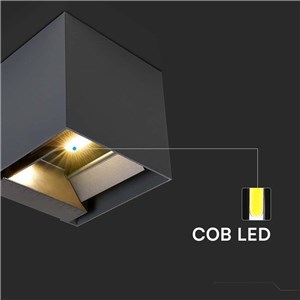 Oprawa ścienna solarna V-TAC 9W LED COB antracyt kostka 15x15cm IP65 czujnik ruchu VT-409CCT 3000K-4000K-5000K 800lm