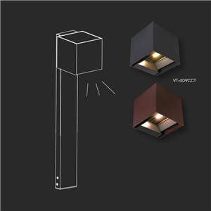 Słupek 80cm do ściennych kinkietów solarnych VT-409CCT SKU 23770, 23824, 24063, 24089 brąz corten VT-11080 3 lata gwarancji