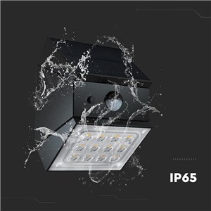 Kinkiet ogrodowy ścienny solarny V-TAC 2,5W CCT czujnik ruchu czarny VT-11025CCT-B 3000K-4000K-6000K 300lm 3 lata gwarancji