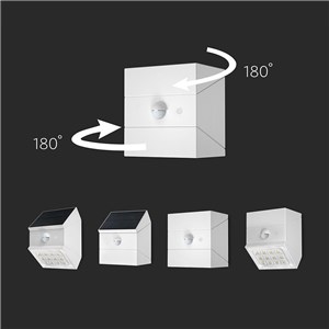 Kinkiet ogrodowy ścienny solarny V-TAC 2,5W CCT czujnik ruchu biały VT-11025CCT-W 3000K-4000K-6000K 300lm 3 lata gwarancji