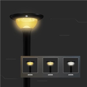 Oprawa ogrodowa V-TAC solarna 15W czujnik ruchu timer pilot CCT IP65 VT-12014CCT 3000K-4000K-6000K 2200lm 3 Lata gwarancji