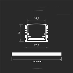 Profil do LED zestaw, ALU anodowany V-TAC 2mb klosz mleczny 17,7x13mm VT-71005 5 lat gwarancji