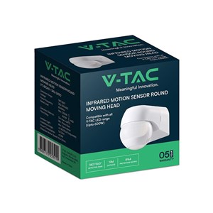 Czujnik ruchu podczerwień ścienny biały 180-360st 600W LED V-TAC VT-80140 5 lat gwarancji