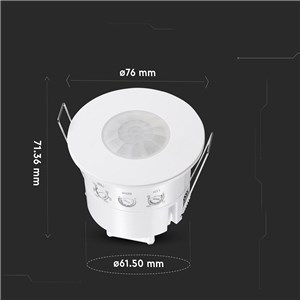 Czujnik ruchu 360st wpuszczany okrągły biały 1000W LED IP54 V-TAC VT-81042 5 lat gwarancji