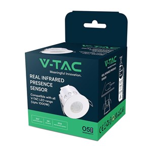 Czujnik ruchu 360st wpuszczany okrągły biały 1000W LED IP54 V-TAC VT-81042 5 lat gwarancji
