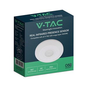 Czujnik ruchu 360st podczerwień natynkowy sufitowy slim biały 24mm 1000W LED V-TAC VT-81005 5 lat gwarancji