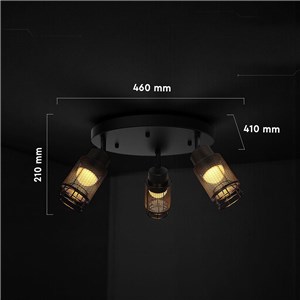 Oprawa sufitowa V-TAC 3X6W LED plafon spot 460x210mm czarny matowy VT-89013 3000K 2160lm