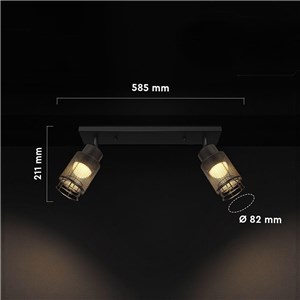 Oprawa sufitowa V-TAC 2X6W LED listwa spot 585x210mm czarny matowy VT-89012 3000K 1140lm