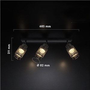 Oprawa sufitowa V-TAC 3X6W LED listwa spot 680x210mm czarny matowy VT-89015 3000K 2160lm
