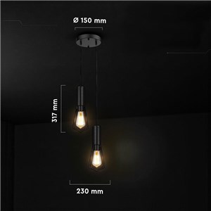 Oprawa zwieszana V-TAC 2XE27 200x25mm czarny mat VT-89017