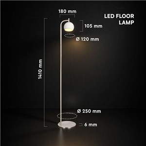 Oprawa lampa podłogowa 10W LED 140cm biała VT-89024 3000K 1200lm