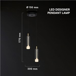 Oprawa zwieszana V-TAC 2X10W LED 177x20cm dymiony szary, złoty VT-89026 3000K 1200lm