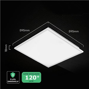 Panel LED V-TAC 40W 600x600 slim 18mm 120Lm/W VT-61041 6500K 4800lm 3 lata gwarancji