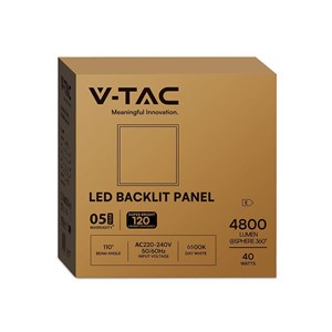 Panel LED V-TAC 40W 600x600 backlight 33mm 120Lm/W VT-61042 6500K 4800lm 5 lat gwarancji