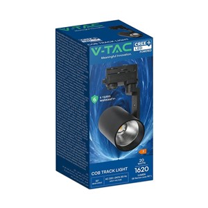 Oprawa szynosystem 3F V-TAC 20W LED CREE CHIP 20st czarna VT-11122 6500K 1620lm 6 lat gwarancji