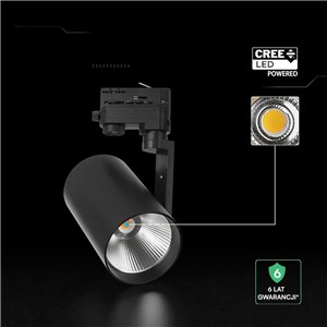 Oprawa szynosystem 3F V-TAC 20W LED CREE CHIP 20st czarna VT-11122 6500K 1620lm 6 lat gwarancji