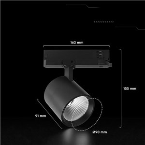 Oprawa szynoprzewód 3F V-TAC 30W LED CREE CHIP 36st czarna VT-11130 6500K 2845lm 6 lat gwarancji