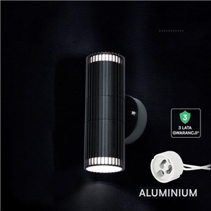 Oprawa kinkiet ścienny V-TAC GU10 czarny góra dół VT-10175 3 lata gwarancji