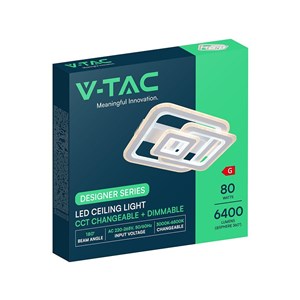 Oprawa sufitowa V-TAC 80W LED 50x45cm ściemnialna biała pilot CCT VT-84040 3000K-4000K-6500K 6400lm