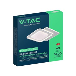 Oprawa sufitowa V-TAC 60W LED 495x495mm ściemnialna biała pilot CCT VT-84030 3000K-4000K-6500K 5400lm