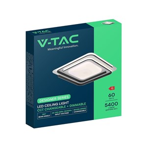 Oprawa sufitowa V-TAC 60W LED 495x495mm ściemnialna biało-czarna pilot CCT VT-84033 3000K-6500K 5400lm