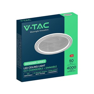 Oprawa sufitowa V-TAC 50W LED 55cm ściemnialna szara pilot CCT VT-84032 3000K-4000K-6500K 4000lm