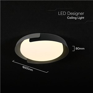 Oprawa sufitowa plafoniera 48W LED 50cm 3w1 ściemnialna czarny/szary BT pilot CCT VT-84020 3000K-4000K-6000K 5760lm