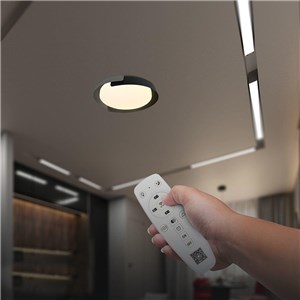 Oprawa sufitowa plafoniera 48W LED 50cm 3w1 ściemnialna czarny/szary BT pilot CCT VT-84020 3000K-4000K-6000K 5760lm