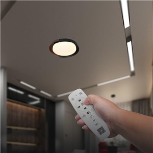 Oprawa sufitowa plafoniera 48W LED 50cm 3w1 ściemnialna czarny/drewno BT pilot CCT VT-84020 3000K-4000K-6000K 5760lm