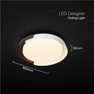 Oprawa sufitowa plafoniera 48W LED 50cm 3w1 ściemnialna biały/drewno BT pilot CCT VT-84020 3000K-4000K-6000K 5760lm