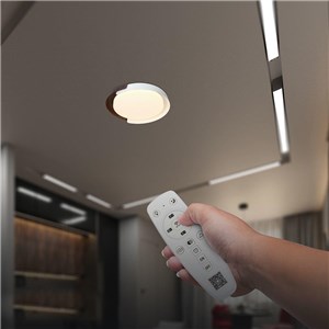 Oprawa sufitowa plafoniera 48W LED 50cm 3w1 ściemnialna biały/drewno BT pilot CCT VT-84020 3000K-4000K-6000K 5760lm