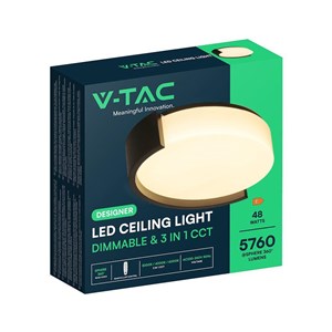 Oprawa sufitowa plafoniera 48W LED 45cm 3w1 ściemnialna czarna BT pilot CCT VT-84023 3000K-4000K-6500K 5760lm