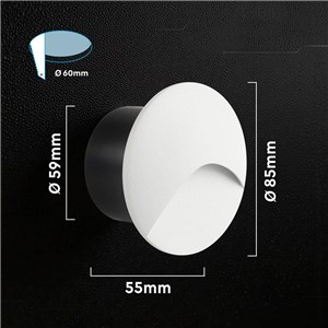 Oprawa schodowa aluminiowa 3W LED V-TAC okrągła biała 230V IP65 VT-44002RD 3000K 230lm