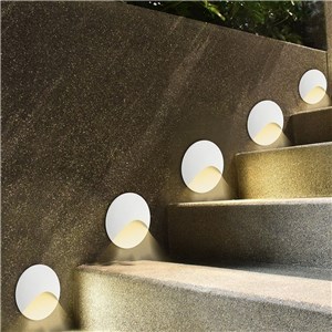 Oprawa schodowa aluminiowa 3W LED V-TAC okrągła biała 230V IP65 VT-44002RD 3000K 230lm