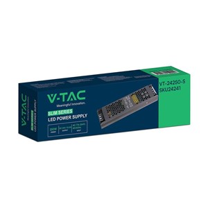 Zasilacz do LED modułowy montażowy SLIM V-TAC 250W 24V 10.5A IP20 filtr EMI VT-24250-S