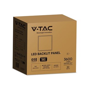 Panel LED V-TAC 20W 60x60 backlight 33mm 180Lm/W VT-61020 4000K 3600lm 5 lat gwarancji