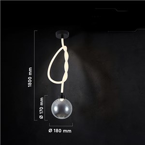 Oprawa zwieszana V-TAC LED 20W dymiona kula fi 18cm wiązany sznur VT-84038 3000K 1900lm