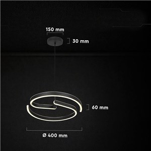 Oprawa zwieszana V-TAC 25W LED kierownica fi40cm czarna VT-84045 4000K 3250lm