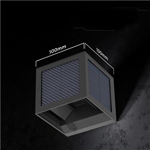 Oprawa ścienna solarna/USB V-TAC 9W LED COB czarna kostka 10x10cm IP65 czujnik ruchu VT-408CCT 3000K-4000K-6000K 900lm