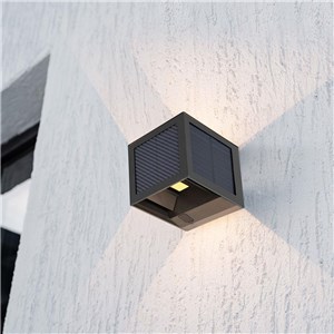 Oprawa ścienna solarna/USB V-TAC 9W LED COB czarna kostka 10x10cm IP65 czujnik ruchu VT-408CCT 3000K-4000K-6000K 900lm